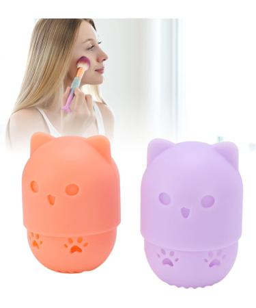 Makeup Sponge Holder Ventilating Cute Makeup Sponge Travel Bag Soft Sanitation for Makeup Accessories (Light Orange Purple) - Buy Online on SooperMarket.com