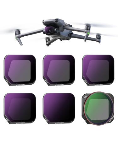 NEEWER 6 Pack ND/CPL Filter Set Compatible with DJI Mavic 3 Classic HD Optical Glass Neutral Density ND8/16/32/64/128 Filter/CPL Filter Multi Coated Water Repellent Lightweight Drone Accessories