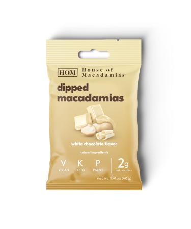 Macadamia Dipped Nuts, White Chocolate, 12 x 1.41oz - Keto, Vegan, Paleo, Gluten-Free, Sugar-Free