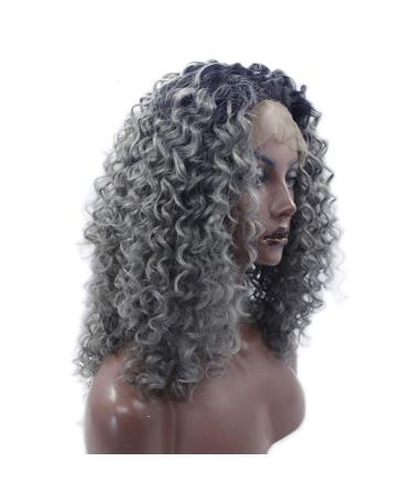 BGHJUE Women's Dark Grey Long Wave Synthetic Wig | Curly Lace Front Hairpieces for International Shipping - Buy Online on SooperMarket.com