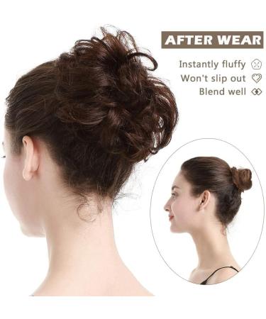 PORSMEER Messy Hair Buns Extensions- Curly Wavy Updo Scrunchies for Women, Medium Brown - Buy Online on SooperMarket.com