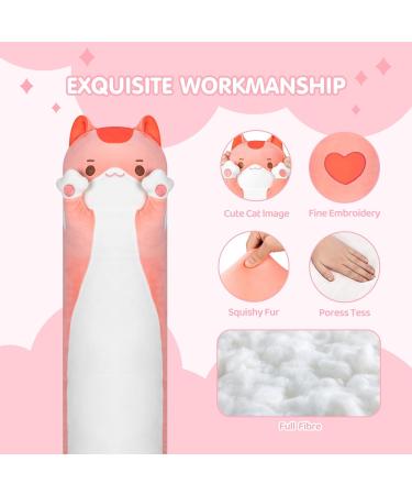 Mewaii 90cm Kawaii Long Cat Plush Pillow - Soft Pink Cuddly Toy & Stuffed Animal Gift - Buy Online on SooperMarket.com