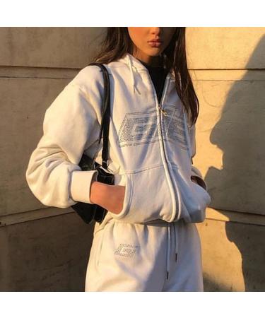 Women's Zip Up Skull Streetwear Hoodie Jacket - Winter Hooded Sweatshirt Coat for Teen Girls - Buy Online on SooperMarket.com