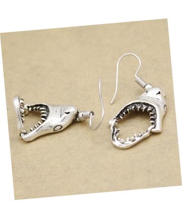 PACKOVE Sterling Silver Earrings 1 pair Earbobs Woman Earrings Girl Fashion Eardrop Mouth Shark for Silver Dress Dangler Night - Buy Online on SooperMarket.com