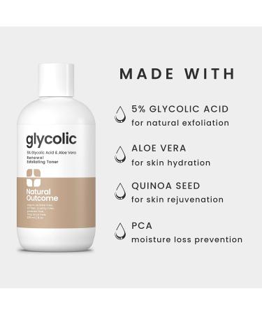 Glycolic Acid Toner 5% with Aloe Vera & Quinoa Extract - Anti-Aging, Gentle Exfoliating Toner for Face - 8 oz - Buy Online on SooperMarket.com