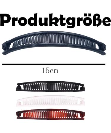 3 Piece Banana Hair Clip Set - Vintage Female Hair Accessories for Girls - Thick Hairpin Comb Tool - Beauty Fashion Clips - White Black Brown - Buy Online on SooperMarket.com