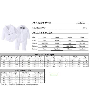AmzBarley Baby Boys Gentlemans Outfit Suit | Kids Tuxedo Rompers | White 278 | 12-18 Months - Buy Online on SooperMarket.com