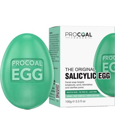 Salicylic Egg Natural Salicylic Acid Soap 100g by Procoal - Salicylic Acid Face & Body Wash For Combination Oily Blemish Prone Complexion Vegan Face Soap & Cruelty-free