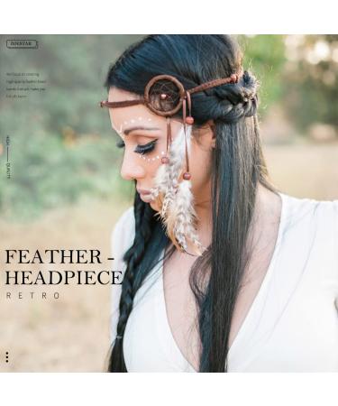 Zoestar Boho Feather Headband - Vintage Bronze Hippie Headdress & Festival Hair Jewelry for Women & Girls - Buy Online on SooperMarket.com