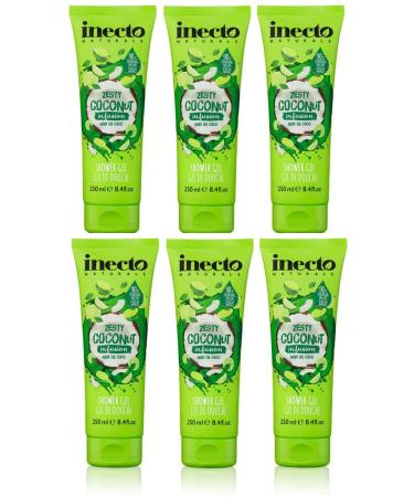 6x Inecto Zesty Coconut Infusion Shower Gel 250ml Lime & Mint