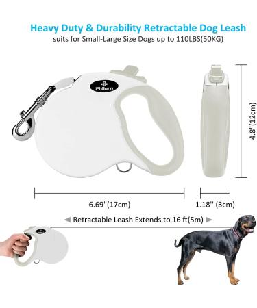 Buy Philorn 5m Reflective Retractable Dog Leash - Flexible Non-Slip Handle One-Button Lock for Medium to Large Dogs up to 50kg - International Shipping Available - Buy Online on SooperMarket.com