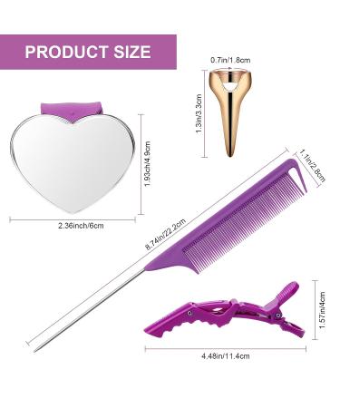 17-Piece Coldairsoap Hair Parting Tools Set with Ring Combs and Clips - Purple - Buy Online on SooperMarket.com