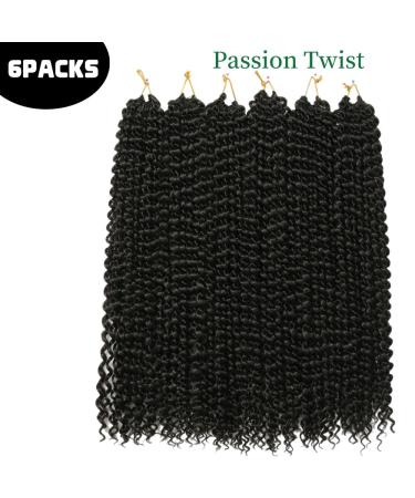 Passion Twist Hair - 6 Packs 18-Inch Braids Extensions for Crochet Hair - Synthetic Faux Locs (1B#) - Economy Package - Buy Online on SooperMarket.com