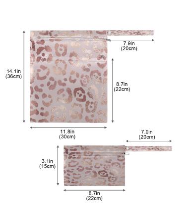 Pastel Pink Leopard Print Wet Dry Bags Set - Waterproof Reusable Diaper Bag for Travel & Beach - 2pcs - Buy Online on SooperMarket.com