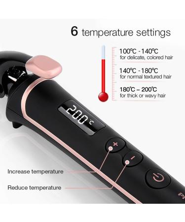 3/4 Inch Ceramic Curling Iron with LCD Display | 6 Temperature Settings Fast Heat Up & Dual Voltage | Hair Curler Includes Gloves (Black - Buy Online on SooperMarket.com