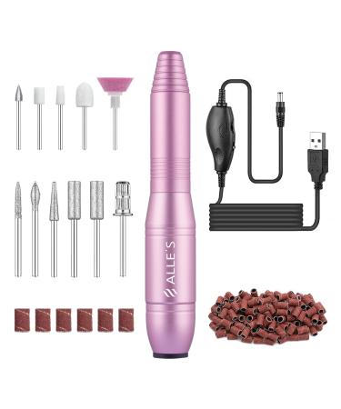 Electric Nail Files Nail Drill for Acrylic Nails Gel Portable Nail Drill Professional 20000 RPM Adjustable Speed Manicure Pedicure Set with Sanding Bands and 6 Nail Drill Bits Pink 39 Count (Pack of 1)