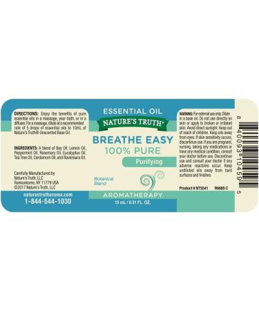 Nature's Truth Breathe Easy Essential Oil 0.51 Fl Oz - Clear (NT5541) - Buy Online on SooperMarket.com