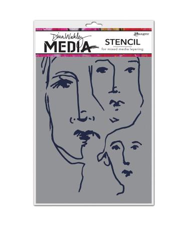 Ranger MDS54450 Dina Wakley Media Stencils 9"X6"-Scribbled Faces, Grey