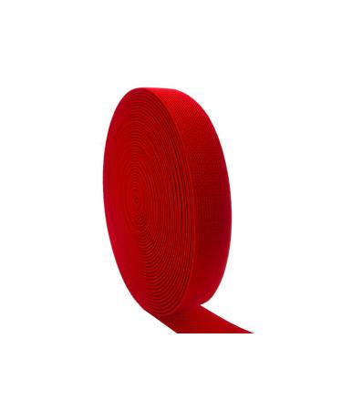 JESEP 1 inch 10 Yards Knit Elastic Band Red Double-Side Twill Woven Elastic Heavy Stretch Elastic Spool for Sewing Pants Waistband  Wigs  Skirts  Craft DIY Projects (Red)