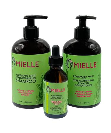 MIELLE Rosemary Mint Organics Infused with Biotin and Encourages Growth Hair Products for Stronger and Healthier Hair and Styling Bundle Set 3 PCS