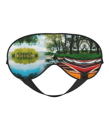Lake with Boats Canoes Park Soft Sleep Eye Mask Female Breathable Eye Patch Perfect for Travel and Relaxation