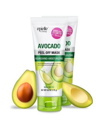Epielle Avocado Peel Off Face Mask | Nourishing and Moisturizing with Avocado and Green Tea | Deep Pore Cleansing and Blackhead Remover Mask | 6.0 fl oz | 2 Bulk Pack | Gift for her Avocado Peel-Off Mask-2pk