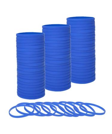Muka 100 PCS Thin Silicone Bracelets, Elastic Rubber Wristband for Women Men Teen Blue 100