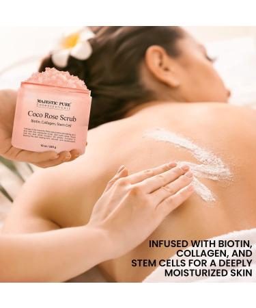 Majestic Pure Coco Rose Scrub with Biotin, Collagen, Stem Cell & Coconut Oil - Exfoliating Body Scrub for Men & Women - 10 oz - Buy Online on SooperMarket.com