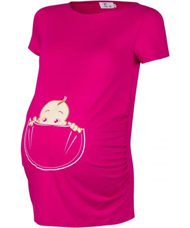 HAPPY MAMA Women's Maternity Baby in Pocket Print T-Shirt Top Tee Shirt - Fuchsia (Size 18-20) - 501p - Buy Online on SooperMarket.com