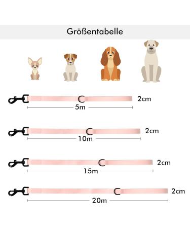 Pink 15m Tag Trag Leash for Dogs - Waterproof Drag Line with Handle & D-Ring | Perfect for Small & Medium Breeds - Easy to Clean Training Leash - Buy Online on SooperMarket.com
