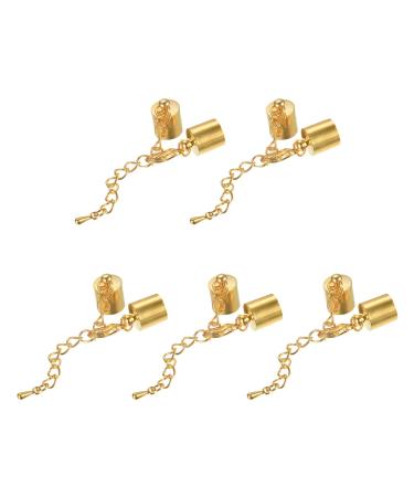uxcell 10Sets 9mm Leather Cord End Caps with Lobster Clasps & Extender Chain for DIY Making Bracelets  Gold Tone 9mm Gold Tone