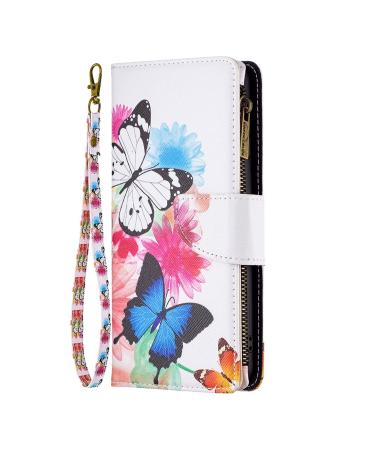 VQWQ mobile phone case for Xiaomi Redmi Note 12 4g case - protective cover for Xiaomi Redmi Note 12 4g leather bag with trapper zipper map compartment flip case folding cover magnetic 03 -2 Butterflye Xiaomi Redmi Note 12 4g 2 Butterflye