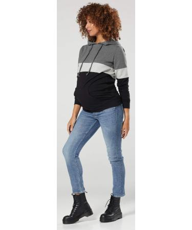 HAPPY MAMA Women's Nursing Hoodie Breastfeeding Maternity 503p 8 Graphite/Light Grey/Black - Buy Online on SooperMarket.com