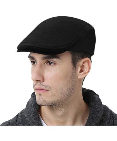 WETOO Men's Flat Cap Gatsby Newsboy Lvy Irish Hats Driving Cabbie Hunting Cap A1-cotton-black
