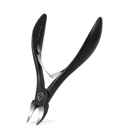 FERYES Toenail Clippers for Thick,Fungal or Ingrown Toenails - Large Handle Toenail Cutters, Podiatrist Recommended 4R13 Stainless Steel Nail Clippers - BLACK