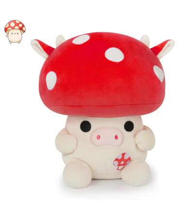 YamePuia cuddly toy mushroom cow plush animal mushroom cow plush pillow hug cow cuddly toy mushroom plush doll toys soft toys gift for children girls Christmas birthday (30cm) mushroom cow
