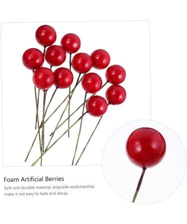 DECHOUS 144pcs DIY foam red fruit artificial fruit berry picks berry twig stem Pip Berry Stems artificial berry stems red berries red decor DIY photo props Christmas fake decoration Red 2x2x2cm - Buy Online on SooperMarket.com