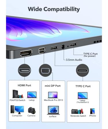 Uperfect Portable Monitor 15.6 IPS HDR 1920x1080 FHD - Eye Care USB-C Gaming Display with Dual Speakers HDMI VESA for Laptop PC Mac & Phone - 2023 New Version - Buy Online on SooperMarket.com