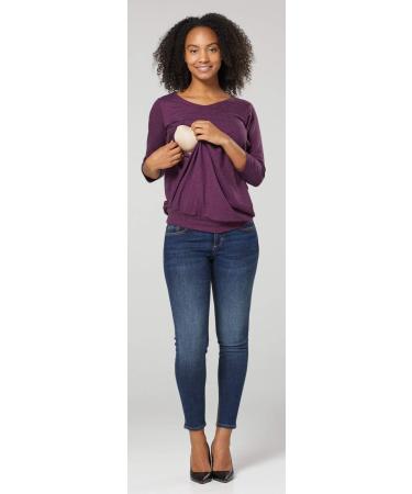 HAPPY MAMA Maternity Nursing Striped Jumper Top 1060 - Purple Melange - Size 12-14 - Buy Online on SooperMarket.com