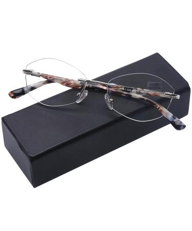 AQWANO Rimless Reading Glasses Blue Light Blocking Women Fashion Readers Stylish Pattern Frame Anti Blue Rays Reduce Eyestrain Frameless lens Black 1.25 Black 1.25 x