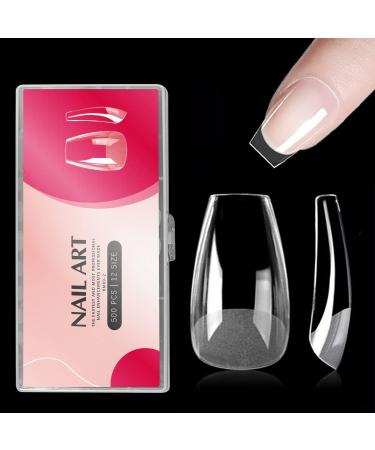 500pcs Short Coffin Fake Nails  Soft Gel Full Cover Nail Tips  Gel Nail Extensions for Nail Salons and DIY Nail Art for Full Cover Coffin Nails for Soak off Nail Extensions (12 Sizes)
