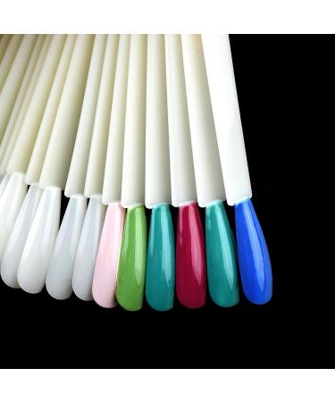 2 Sets Coffin Ballerina Fan Shape Nail Art Tips Display with Metal Split Ring Holder - NT082 (Natural) - Buy Online on SooperMarket.com