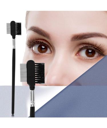 Double Head Eyelash Eyebrow Brush 2 in1 Metal Steel Tooth Comb Wood Handle Extension Makeup Tool Eyelash Grooming Separator Eyelash Separator Eyelash Comb Separator Lash Separator Tool