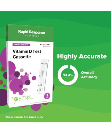 BTNX Rapid Response Vitamin D Test Cassette (Fingerstick Whole Blood) At-Home Self-test for Vitamin D Deficiency Accurately Check Vitamin D Levels Fast Results in 10 Minutes - Buy Online on SooperMarket.com