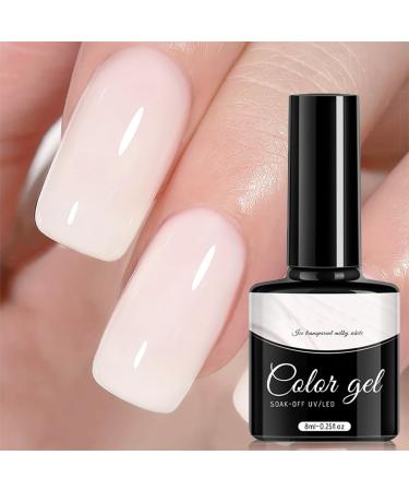 Natural Gel Nail Polish Milky White Nail Polish Gel Jelly Calm White LED Soak Off UV Nail Art Manicuring Varnish 10ML Nail Gel Gift for Women Nail Art Manicure at home Christmas