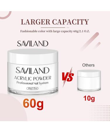 Saviland Clear Acrylic Powder 2.12 OZ - Professional Large Capacity Nail Polymer for Extension & French Manicure | Ideal Christmas Gift for Nail Salons & Home DIY - A1-Clear Acrylic Powder - Buy Online on SooperMarket.com