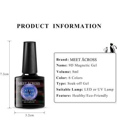 Cat Eye Gel Nail Polish Set Soak Off UV LED Light Starry Sky Effect Magic Gel Nail Polish Kit Manicure Nail Art Gift Kit 6 Colors Free Magnet Stick Galaxy - Buy Online on SooperMarket.com