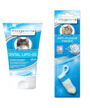 Bogadent UBO0744 Dental Lipo-gel Cat 50 ml & UBO0717 Anti-Plaque Finger Cat 1 piece Bundle with Anti-Plaque Finger Cat