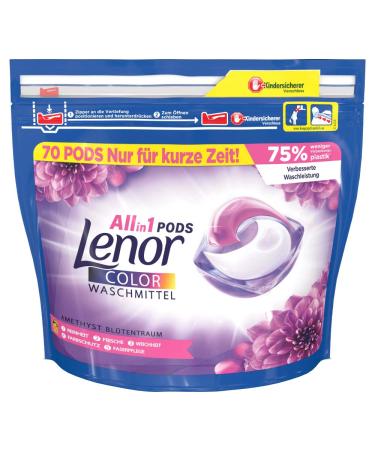 Lenor All-in-1 PODS Amethyst Flower Dream Color Detergent 70 Wash Loads 70 pieces (1 pack)