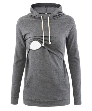 Love2Mi Nursing Shirt Women's Maternity Stop Maternity Maternity Nursing Maternity Top Layered Design Wrap Layer A-grey M